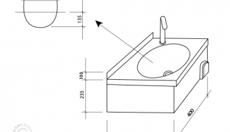 Wash hand basin with mixer tap 40x40cm (cold & hot water supply)