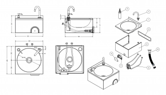 Handwaschbecken - mit Mischbatterie (Kalt- & Warmwasseranschluss) & Seifenspender