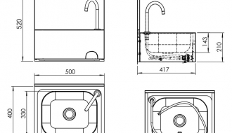 Wash hand basin with mixer tap 50x40cm (cold & hot water supply)