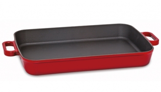 Cast iron serving pan - red - 26 x 40 cm