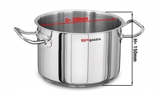 Meat pot - Ø 240 mm - height: 150 mm | stainless steel pot | cooking pot | kitchen pot | frying pot | induction