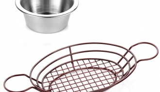 Finger food basket with dipping bowl - Oval