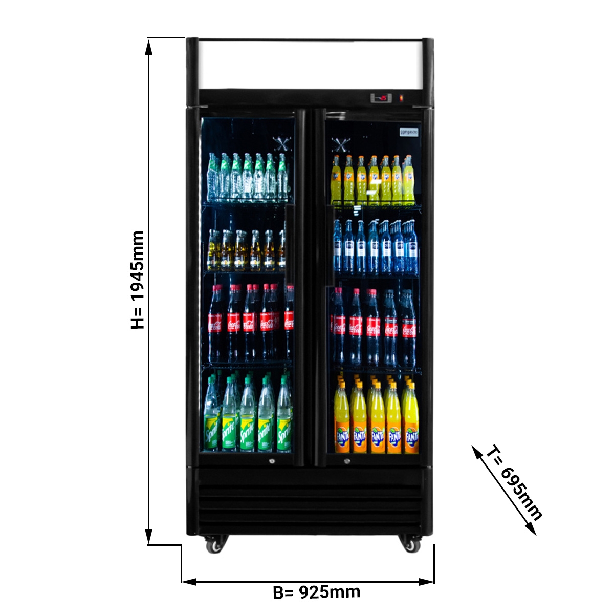 Beverage refrigerators- 630 Liter- 2 glass door- Black