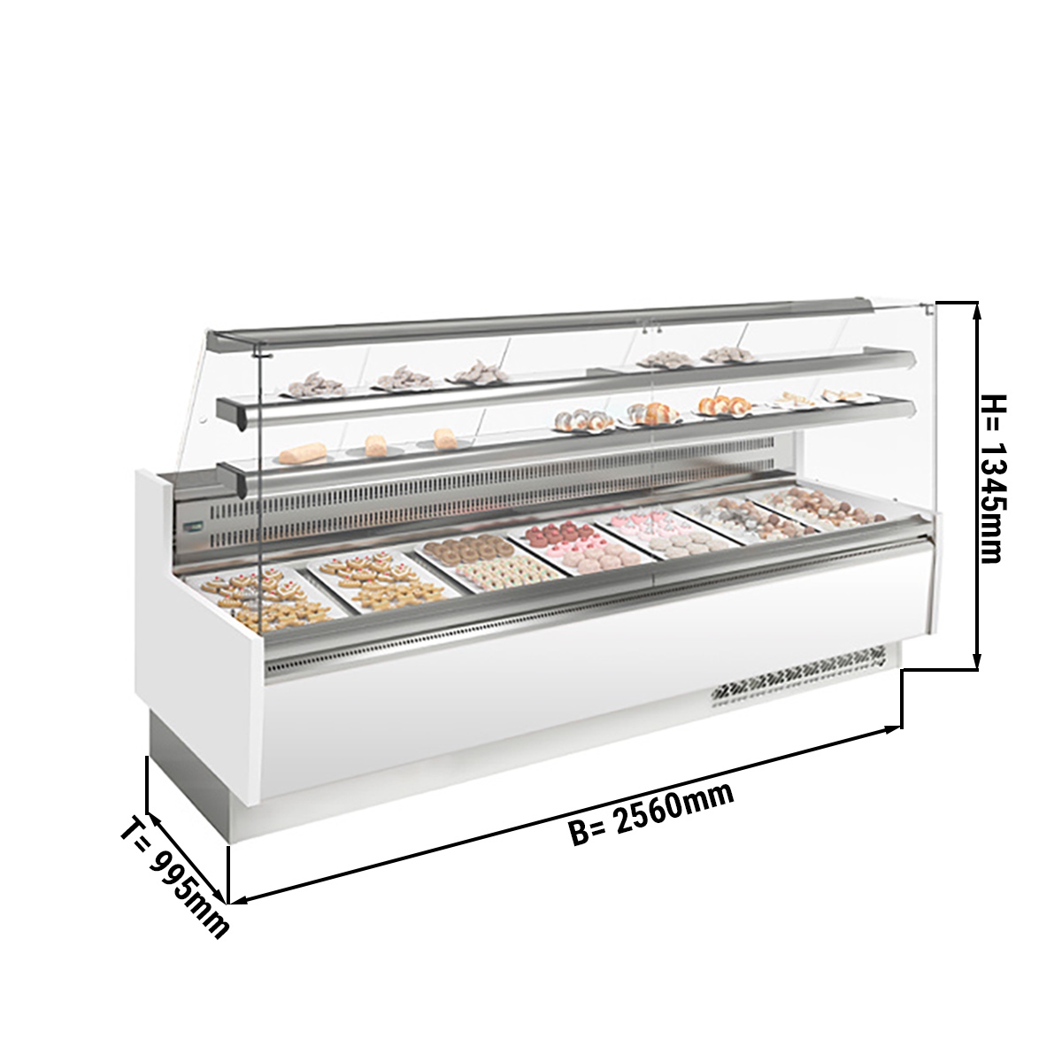 Square cake counter 2,56 m / 0,98 m