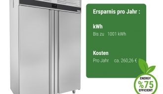 Kühlschrank - 1,41 x 0,81 m - 1400 Liter - mit 2 Edelstahltüren