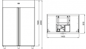 Kühlschrank - 1,4 x 0,81 m - 1400 Liter - mit 2 Türen