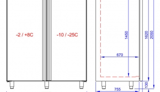 Kühl- & Tiefkühlkombination - 1,4 x 0,81 m - 1400 Liter - mit 2 Glastüren