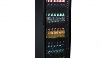 Bottle cooler - 300 litres - with 1 glass door - black