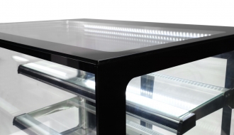 Cake Counter - 1,0 m - 2 shelves - mirrorfront - straight (LED)