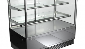 Cake Counter - 1,0 m - 2 shelves - mirrorfront - straight (LED)