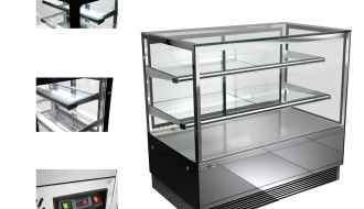 Cake Counter - 1,0 m - 2 shelves - mirrorfront - straight (LED)