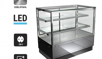 Cake Counter - 1,0 m - 2 shelves - mirrorfront - straight (LED)