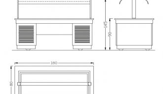 Cooling tray - Buffet island - 1.6 x 0.8 m - 4x GN 1/1