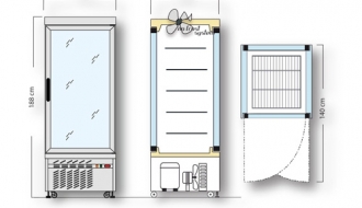 Panoramic display cabinet with 5 glass shelves