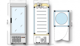 Panoramic display cabinet with 7 rotating glass shelves