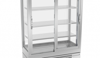 Panoramic display cabinet with 3 glass shelves