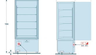 Panorama display case - 457 litres - with 5 glass shelves