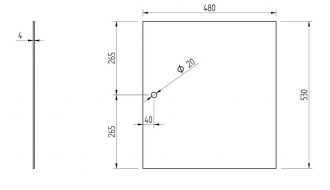 Plexiglas pane refrigerator counter square