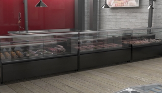 Refrigerated display cabinets for meat - 1,58 m - 484 litres - black