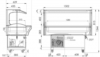 Salad bar 1.5 m (wall model) | buffet counter | cold buffet