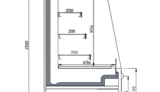 Wandkühlregal 1,96 x 0,88 m - 602 Liter