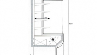 Wandkühlregal - 1,95 x 0,88 m - mit 4 Ablagen