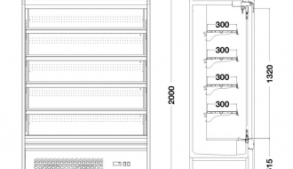 Wall cabinet 720 litres with 4 shelves