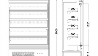 Wall cooling shelf 720 liters - with 4 shelves - black matt