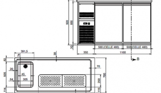 Beer refrigerated 1,5x0,7m - with 4 drawers 2/5 3/5