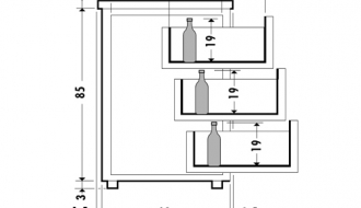 Beer counter 1,5 x 0,7 m - with 1 door and 3 drawers 1/3