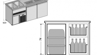 Beer counter 1,95 x 0,7 m - with 2 doors