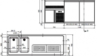 Beer counter 1,95 x 0,7 m - with 2 doors