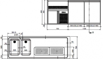 Beer refrigerated 1,95x0,7m - with 4 drawers 2/5 3/5