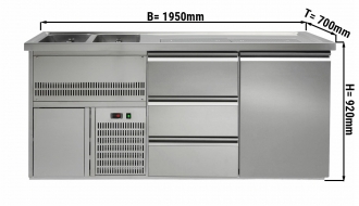 Beer counter 1,95 x 0,7 m - with 1 door and 3 drawers 1/3