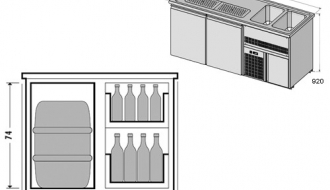 Beer counter 1,95 x 0,7 m - with 2 doors