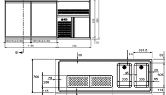 Beer refrigerated 1,95x0,7m - with 4 drawers 2/5 3/5