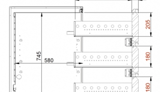 Beer counter 2,5 x 0,7 m - with 2 doors and 3 drawers 1/3