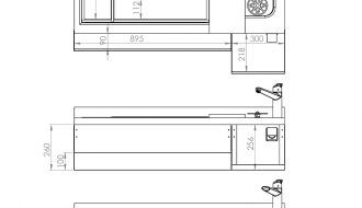 Baari/jookide jahutuslaud - 1,6 x 0,6 m - 235 liitrit - 3 sahtli 1/1 ja riiulitega