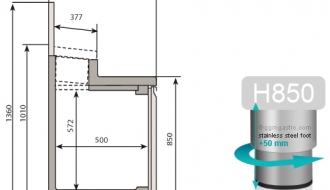 Ettevalmistus külmlett - 1,96 x 0,6 m - 2 ukse ja 2 sahtliga 1/2