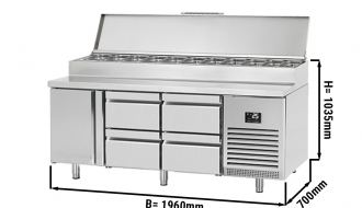 Ettevalmistuslaud (GN) - 1,96 x 0,7 m - 1 ukse ja 4 sahtliga 1/2