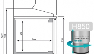 Pizza preparation refrigerated (EN) - with 2 doors and 2 neutral drawers 1/2, granite top