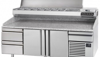 Pizza preparation refrigerated (EN) - with 2 doors and 2 neutral drawers 1/2, granite top