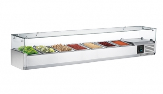 Saladbar unit PREMIUM 1,6 m x 0,34 m - for 7x 1/4 GN containers