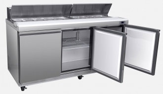 Refrigerated pizza table / Saladette – 1,88 x 0,86 m - 623 litres - with 3 doors