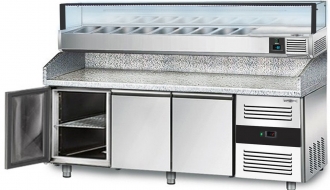 Refrigerated pizza table PREMIUM 2,0 x 0,8 m - with 3 doors