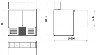 Saladette PREMIUM - 0,9 x 0,7 m - mit 2 Türen