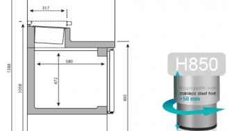 Refrigerated preparation table (GN) - with 2 doors