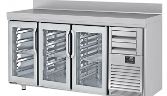 Bar refrigerated table - with 3 glass doors and 2 drawers