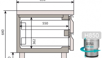 Refrigerated substructure (GN) with 2 drawers 1/3