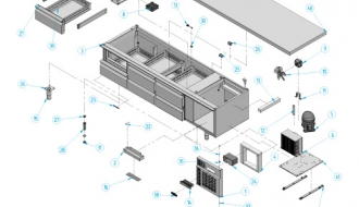 Refrigerated substructure (GN) with 6 drawers 1/3